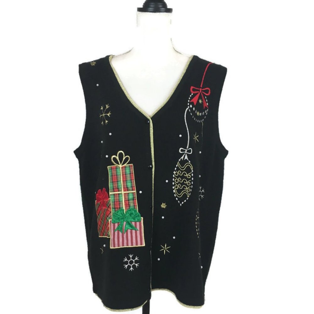 Holiday Time Ugly Christmas Sweater Vest  16-18